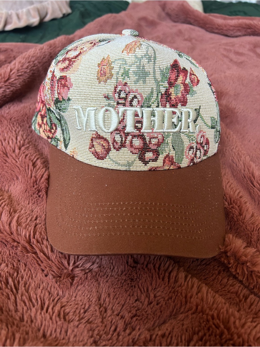 MOTHER Floral Embroidered Baseball Cap - Cream, Pink & Brown